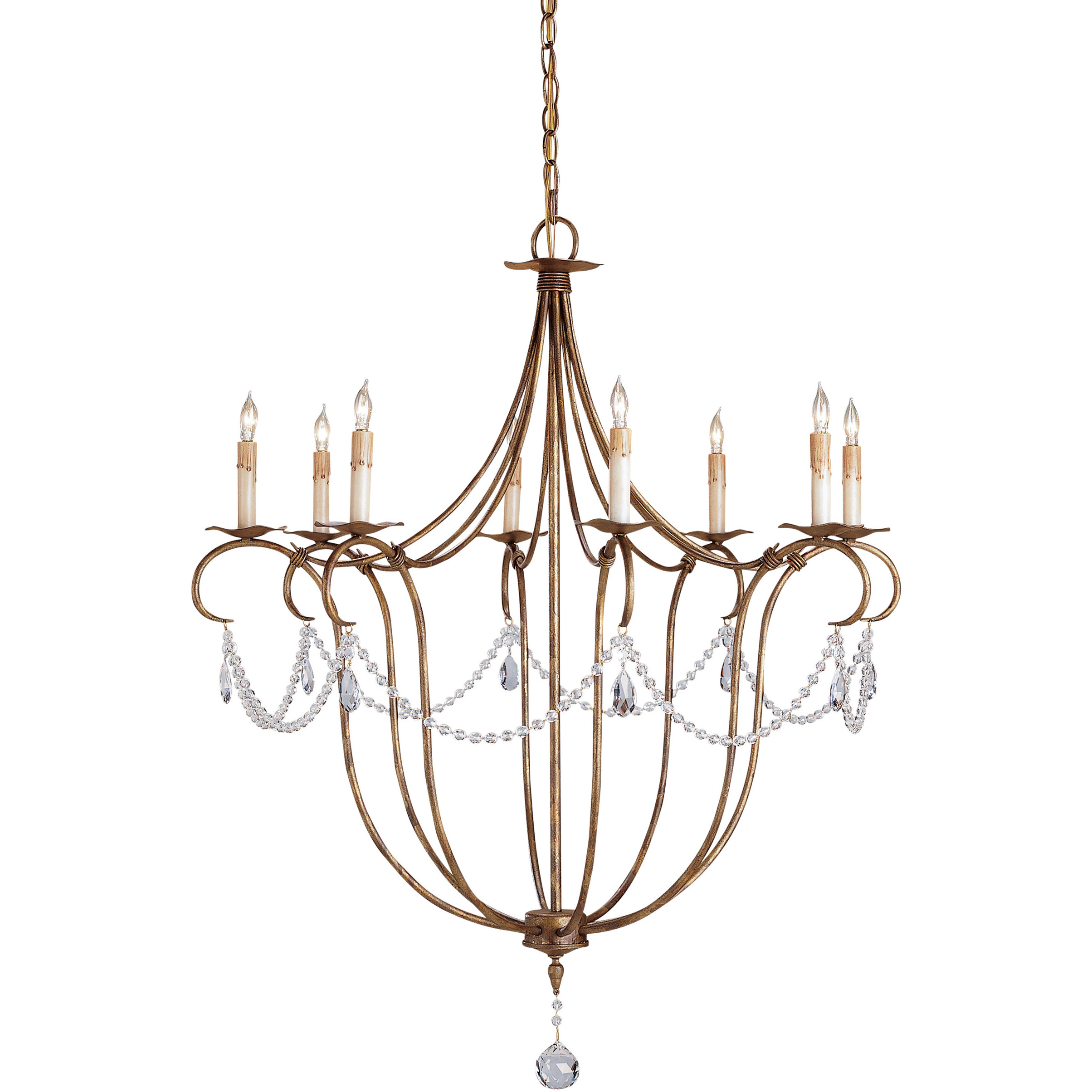 Crystal Lights 8 Light 31 inch Rhine Gold Chandelier Ceiling Light, Large